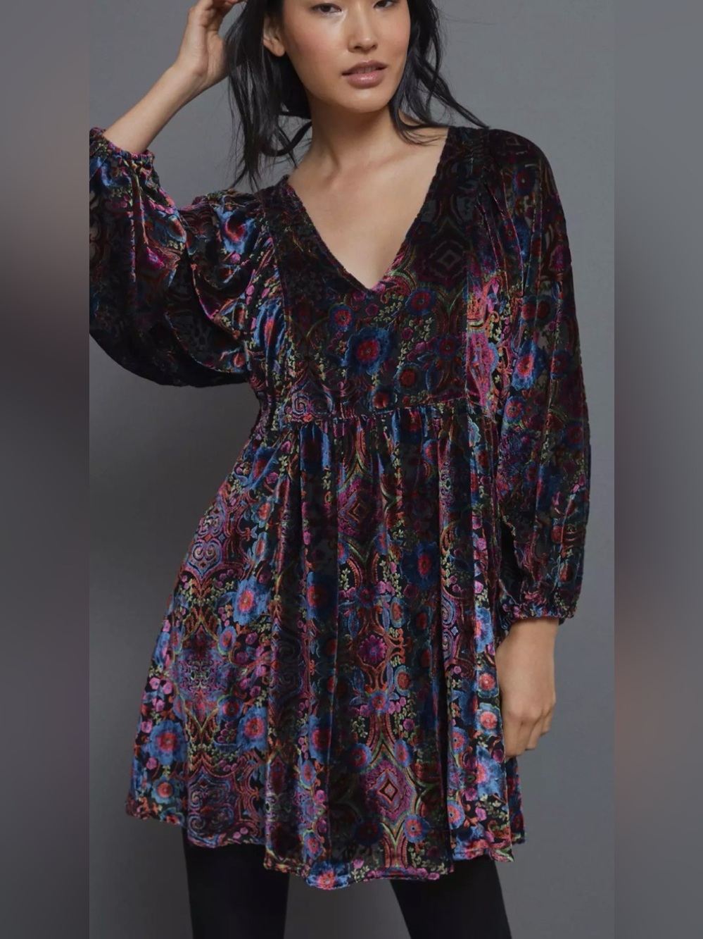 Anthropologie Mona Burnout Velvet Mini Dress  (mix40)